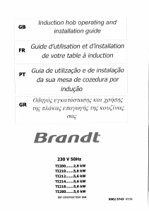 Manual Brandt TI212XT1 Hob