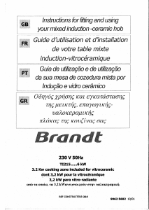 Mode d’emploi Brandt TI215BS1 Table de cuisson