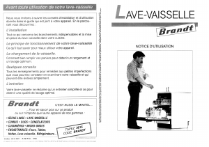 Mode d’emploi Brandt LV45B Lave-vaisselle