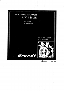 Mode d’emploi Brandt LV1012 Lave-vaisselle