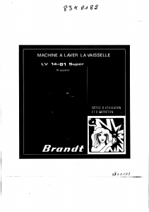 Mode d’emploi Brandt LV1481 Lave-vaisselle