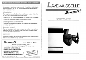 Mode d’emploi Brandt LVT166B Lave-vaisselle
