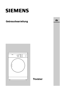 Bedienungsanleitung Siemens WTXL1000FG Trockner