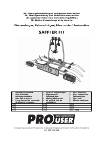 Bedienungsanleitung Pro User Saffier III Fahrradträger