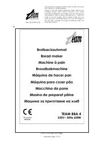 Manual de uso Team BBA 4 Máquina de hacer pan