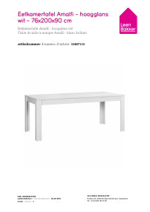Priručnik Leen Bakker Amalfi (76x200x90) Blagovaonski stol