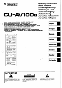 Mode d’emploi Pioneer CU-AV100a Télécommande