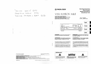 Bedienungsanleitung Pioneer VSX-505RDS MkII Receiver