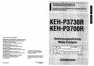 Mode d’emploi Pioneer KEH-P3700R Autoradio