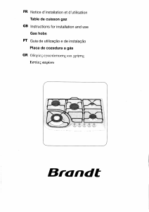 Mode d’emploi Brandt TE270XB1 Table de cuisson