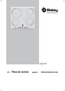 Manual de uso Balay 3CAZ719F Placa