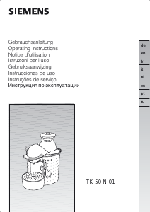 Mode d’emploi Siemens TK50N01ES Cafetière