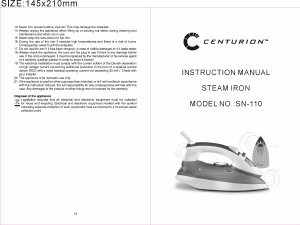 Handleiding Centurion SN110 Strijkijzer