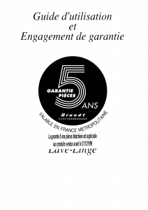 Mode d’emploi Brandt TV805 Lave-linge