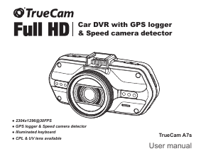 Handleiding TrueCam A7s Actiecamera