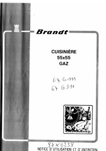 Mode d’emploi Brandt 64G11C Cuisinière