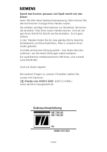 Bedienungsanleitung Siemens HE766260 Herd