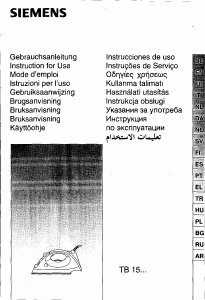 Manuale Siemens TB15303CH Ferro da stiro