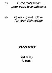 Mode d’emploi Brandt VE305WE1 Lave-vaisselle