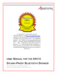 Manual Alpatronix AX410 Speaker