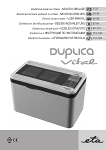 Manuál Eta Duplica Vital 2147 90010 Domácí pekárna