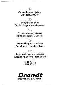 Mode d’emploi Brandt EFH702K Sèche-linge