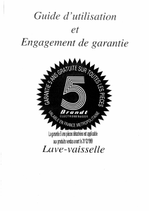 Mode d’emploi Brandt EO356 Lave-vaisselle