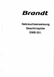 Bedienungsanleitung Brandt DWB031TG1 Geschirrspüler