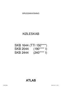 Brugsanvisning Atlas SKB 1644 Køle-fryseskab