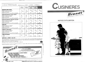 Mode d’emploi Brandt G5025B Cuisinière