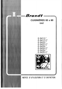 Mode d’emploi Brandt G6422C Cuisinière