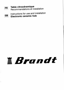 Mode d’emploi Brandt BVE60X Table de cuisson