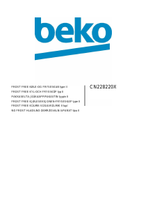 Priročnik BEKO CN 228220 X Hladilnik in zamrzovalnik