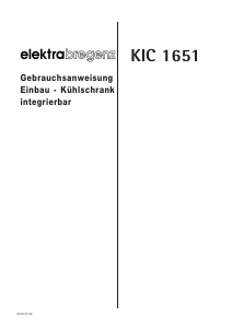 Bedienungsanleitung Elektra Bregenz KIC 1651 Kühlschrank
