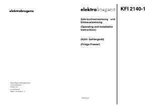 Bedienungsanleitung Elektra Bregenz KFI 2140-1 Kühl-gefrierkombination