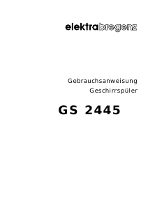 Bedienungsanleitung Elektra Bregenz GS 2445 W Geschirrspüler