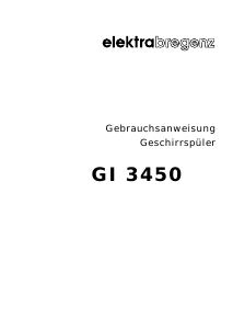 Bedienungsanleitung Elektra Bregenz GI 3450 C Geschirrspüler