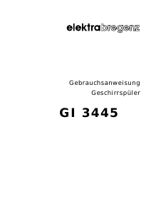 Bedienungsanleitung Elektra Bregenz GI 3445 A Geschirrspüler