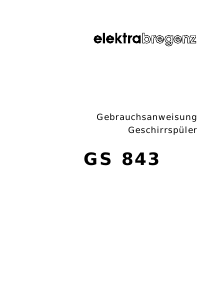 Bedienungsanleitung Elektra Bregenz GS 843 Geschirrspüler