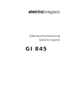 Bedienungsanleitung Elektra Bregenz GI 845 CN Geschirrspüler