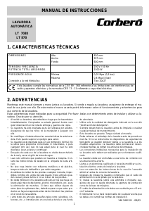 Manual de uso Corberó LT 870 Lavadora