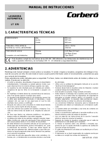 Manual de uso Corberó LT 570 Lavadora