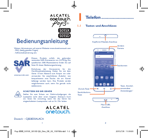 Bedienungsanleitung Alcatel 5015X One Touch Pop 3 Handy