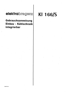 Bedienungsanleitung Elektra Bregenz KI 166/S Kühlschrank