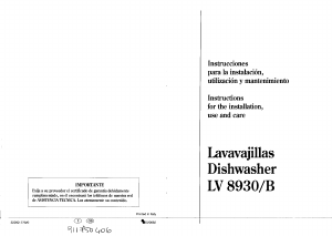 Manual de uso Corberó LV 8930B Lavavajillas