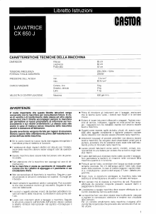 Manuale Castor CX 650 J Lavatrice