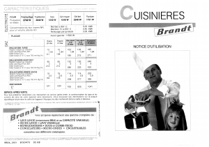 Mode d’emploi Brandt K532N Cuisinière