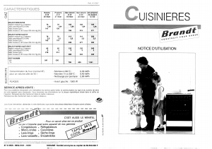 Mode d’emploi Brandt K538 Cuisinière