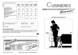 Mode d’emploi Brandt K626B Cuisinière