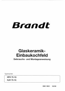 Bedienungsanleitung Brandt HFH75W1G Kochfeld